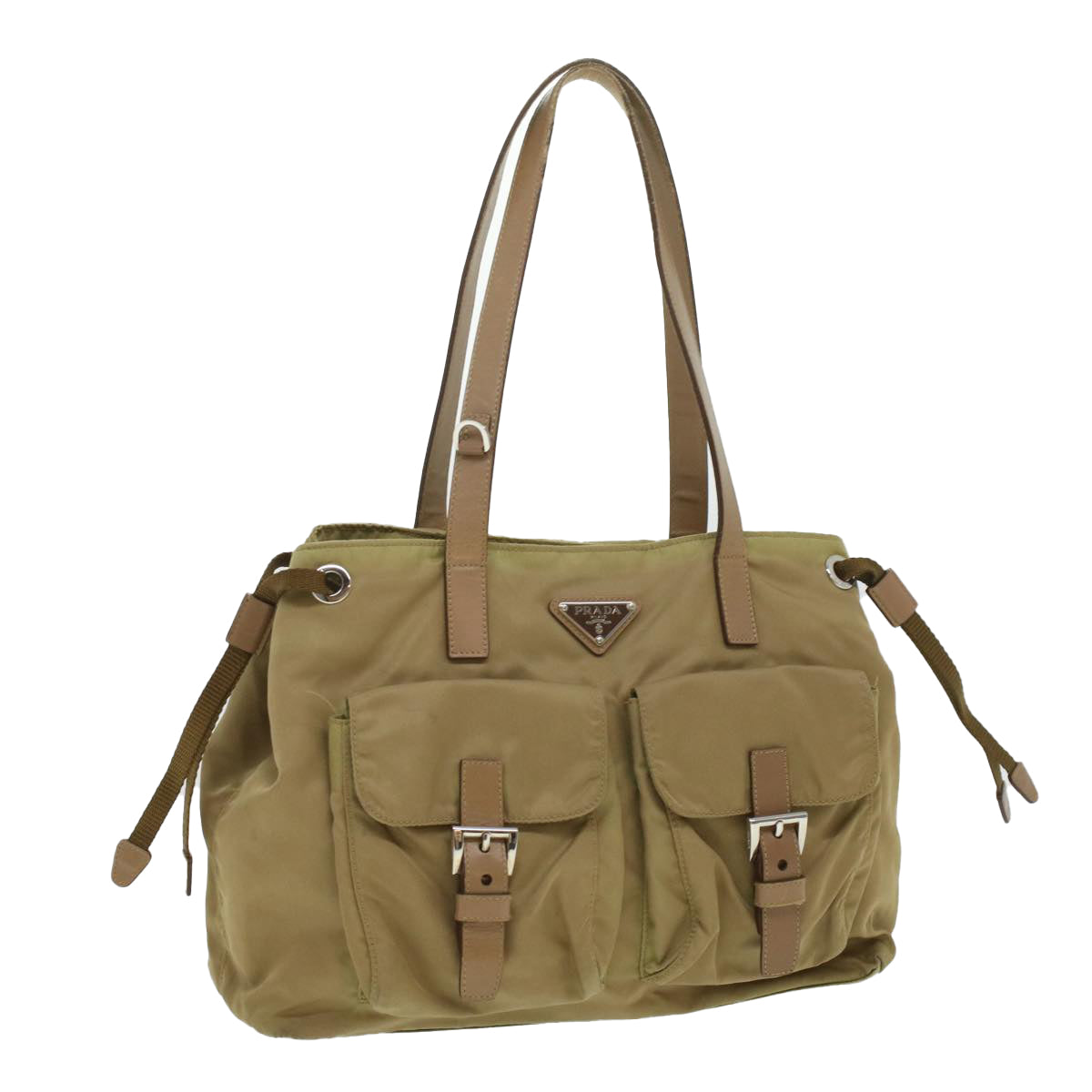 Prada Shoulder Bag Khaki Nylon Nylon Khaki Cl322
