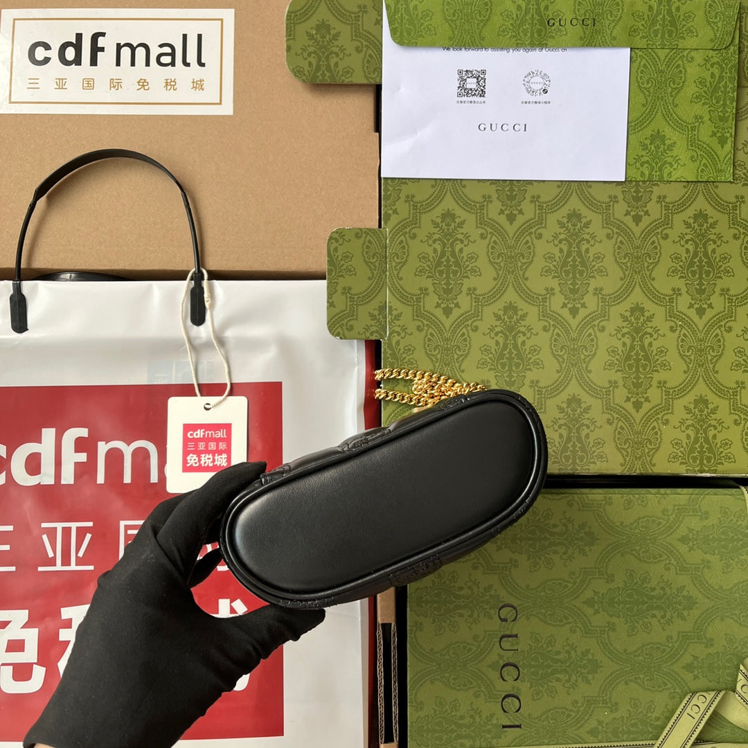 gg , ’s 6.3in Quilted Black Mini Bag