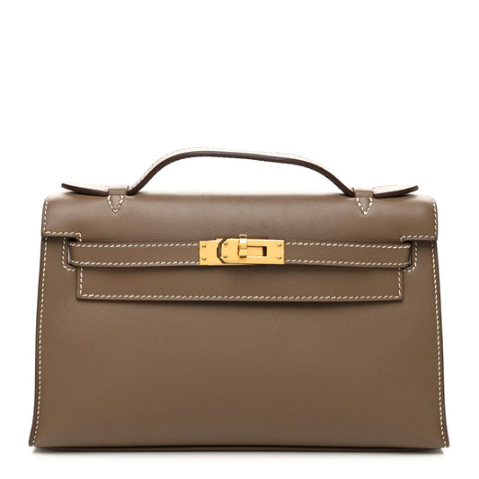 Hermes Swift Kelly Pochette Clutch Etoupe Clutch Bag