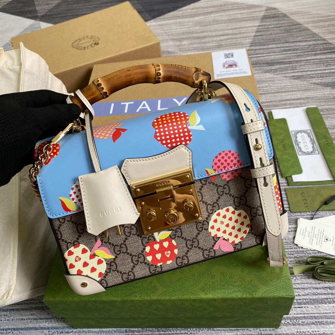 gg Padlock gg amboo Strawberry Beige Small Shoulder Bag