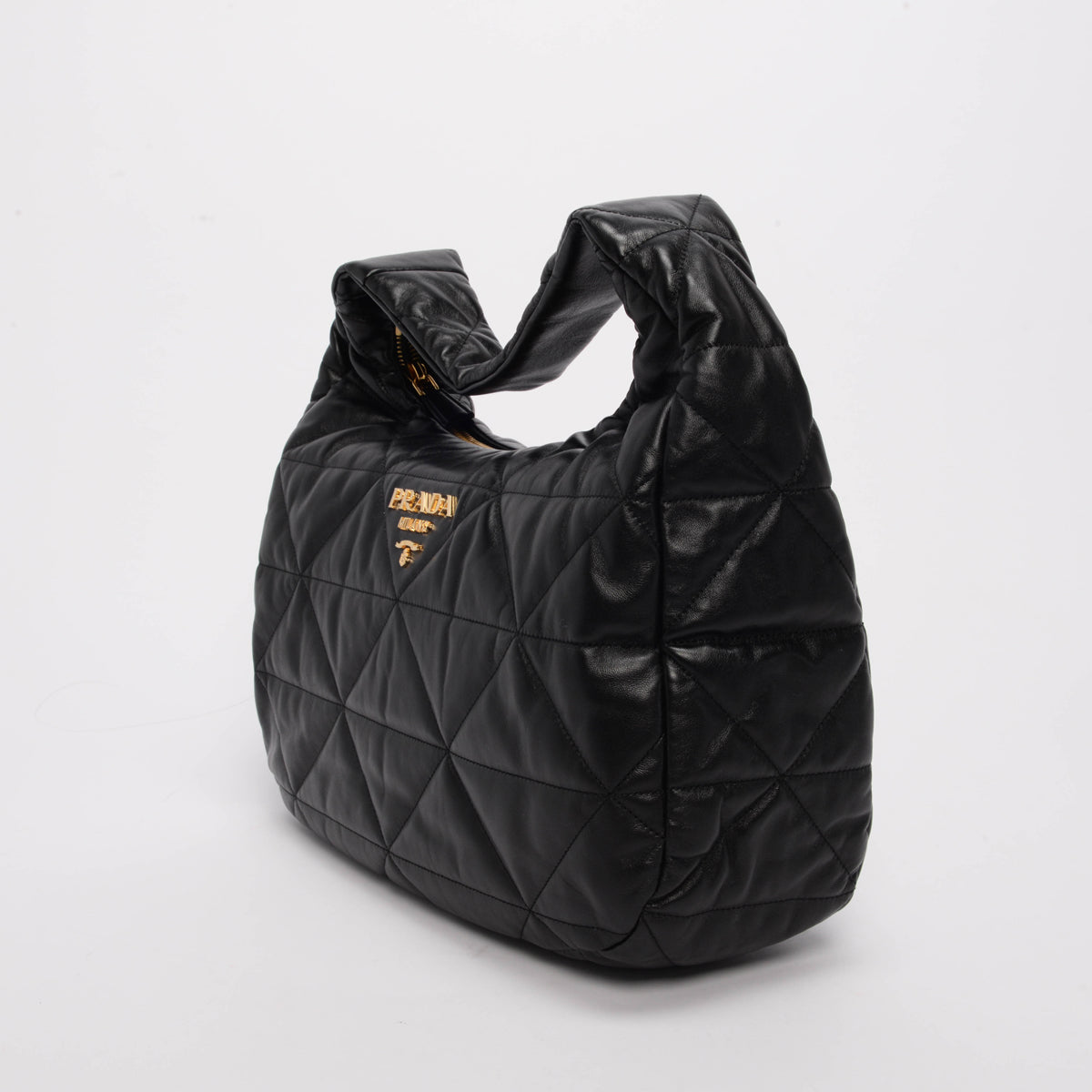 Prada Nappa Stitched Hobo Bag Black Large Shoulder Bag