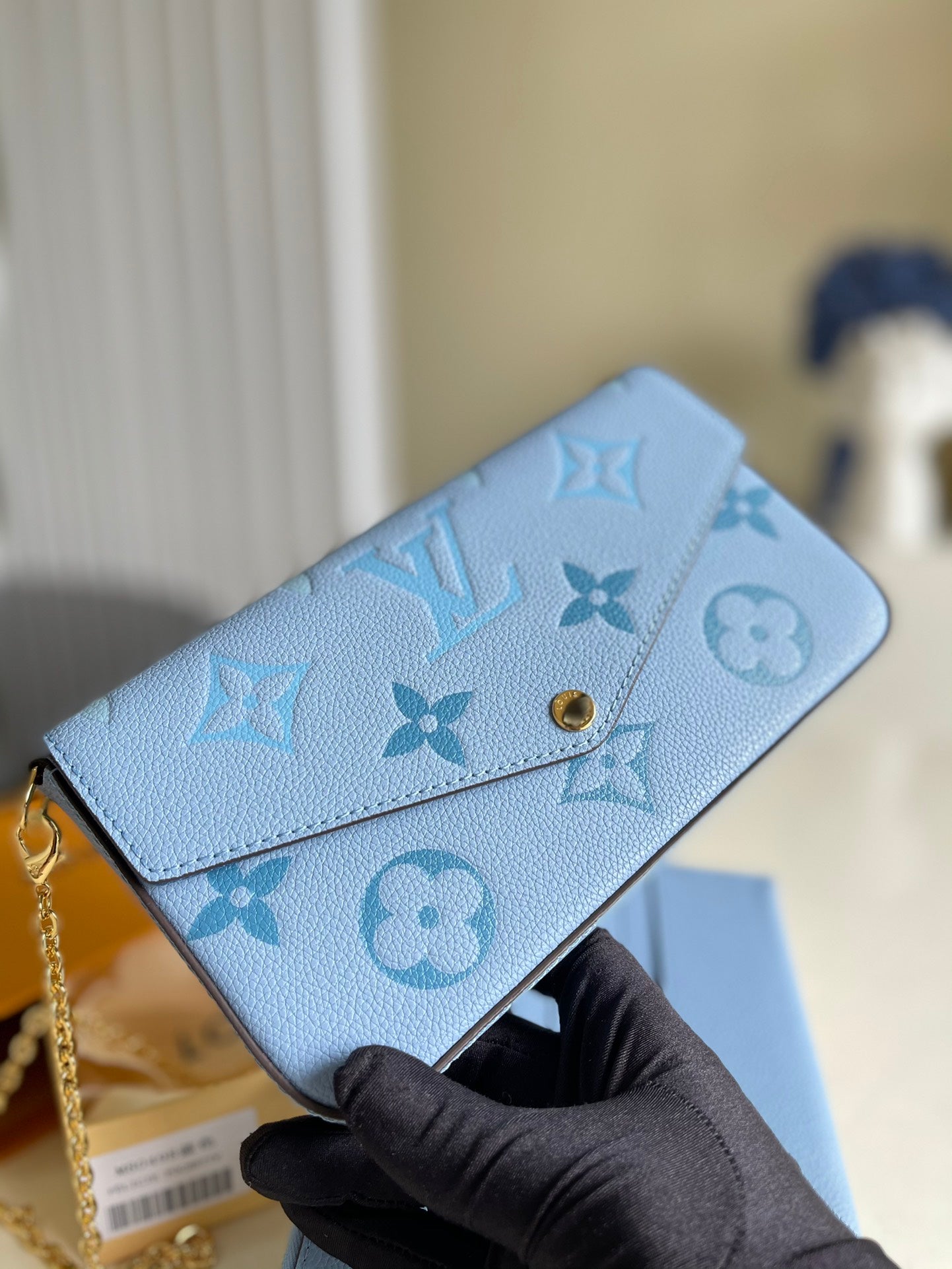 Top Quality Felicie Pochette Tourterelle Empreinte For Monogram Blue Travel Bag