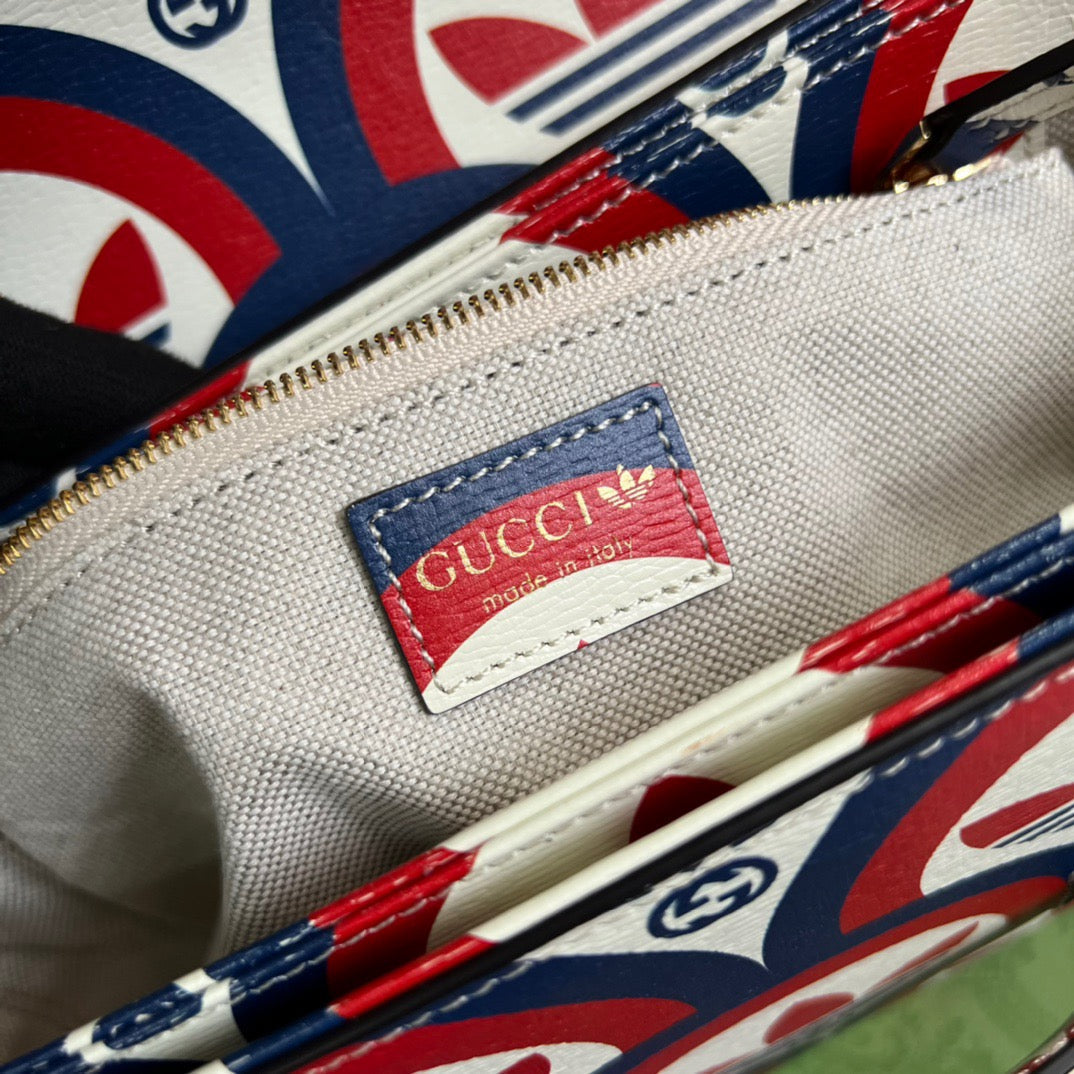 gg x Adidas Horsebit , Blue Red Shoulder Bag