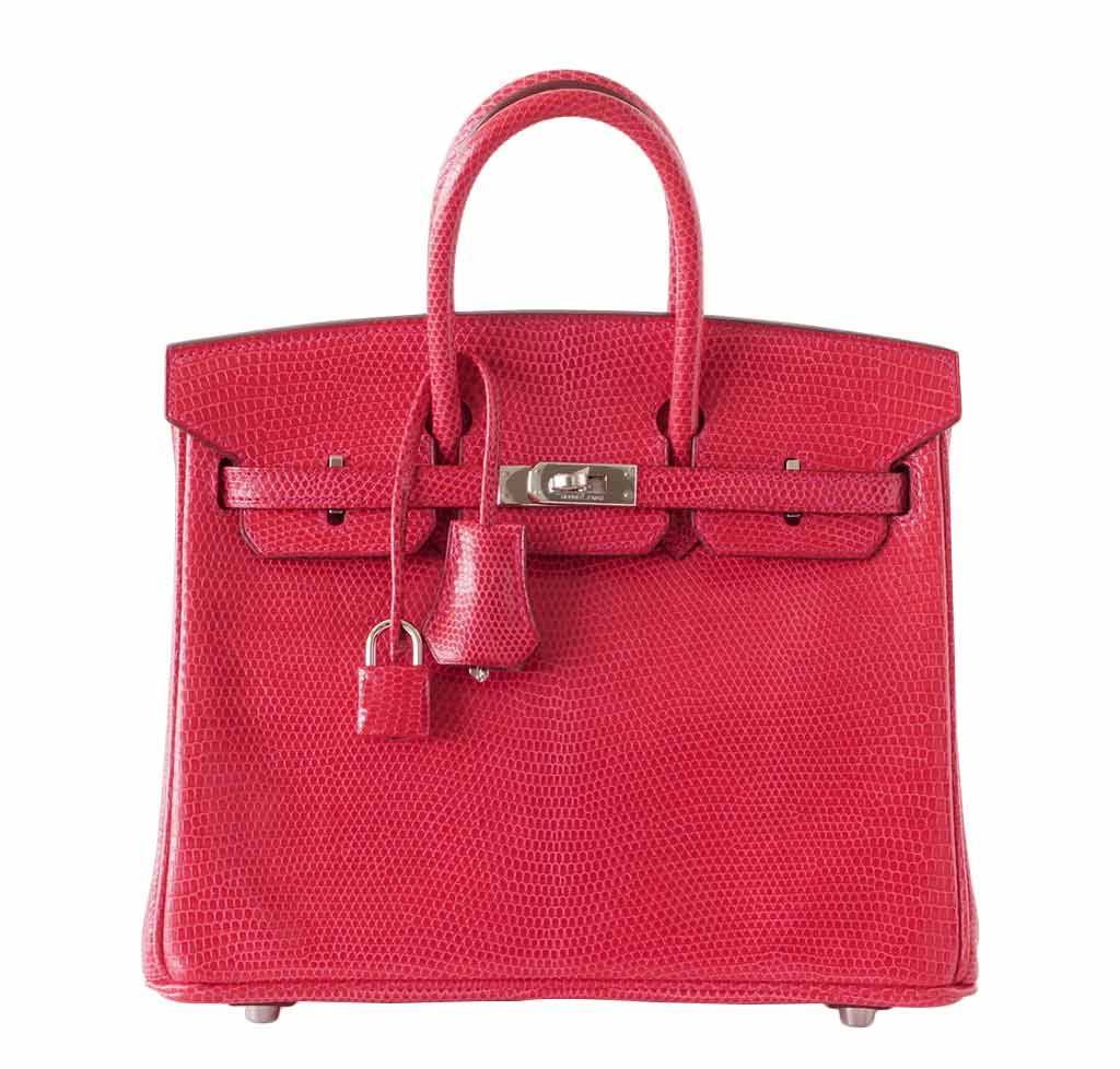 Hermes Birkin Rouge Exotic Lizard Bag Travel Bag