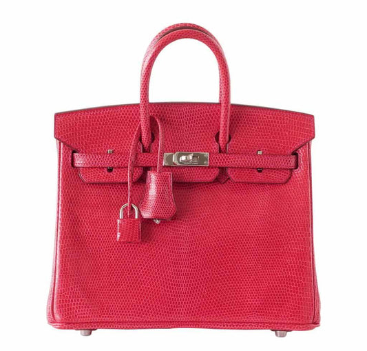 Hermes Birkin Rouge Exotic Lizard Bag Travel Bag