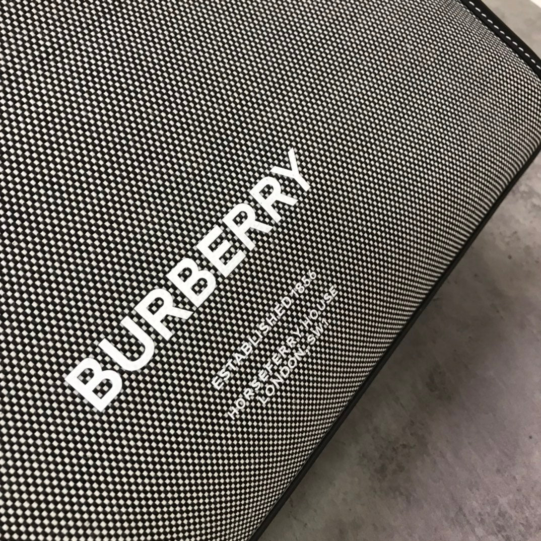 Top Quality Horseferry Print Cotton Tote Grey Canvas Black Crossbody Bag 80508141 3245