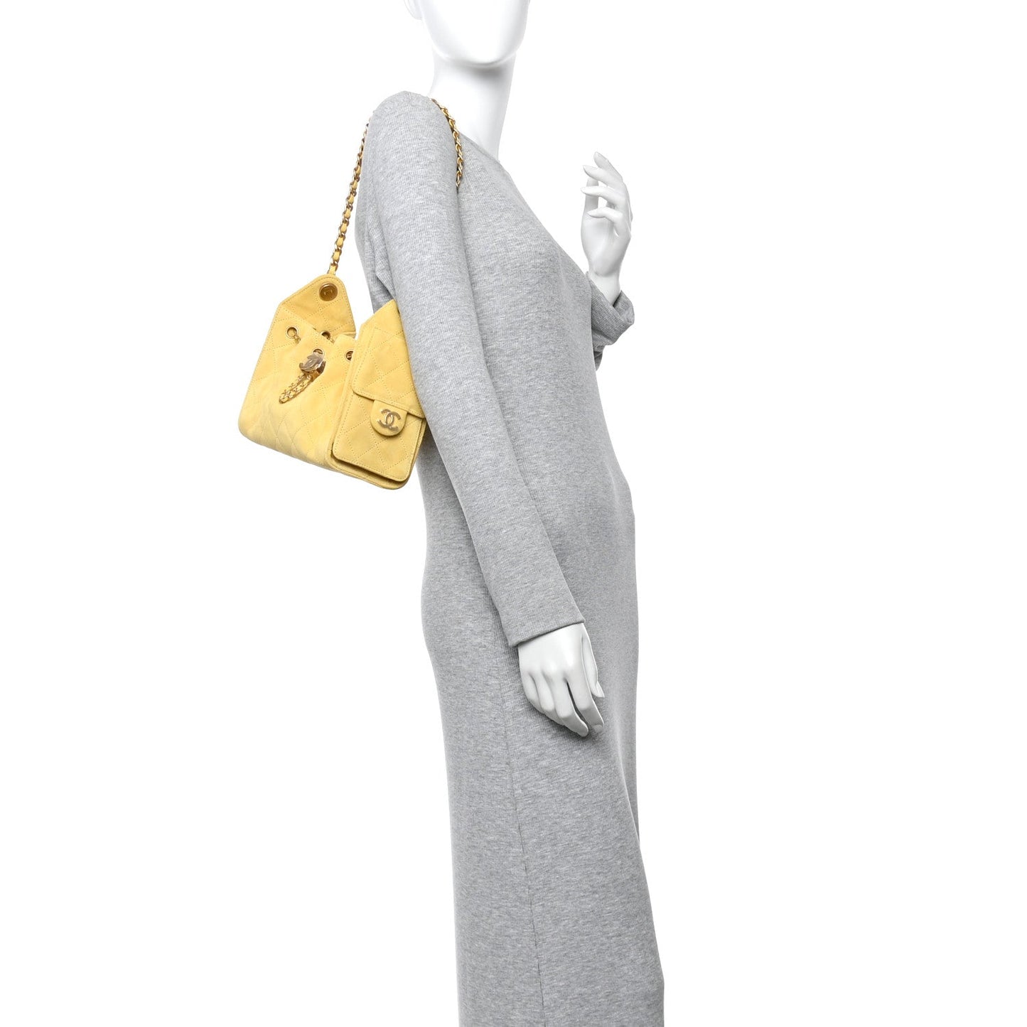Suede Quilted Mini 25 Handbag Yellow Classic