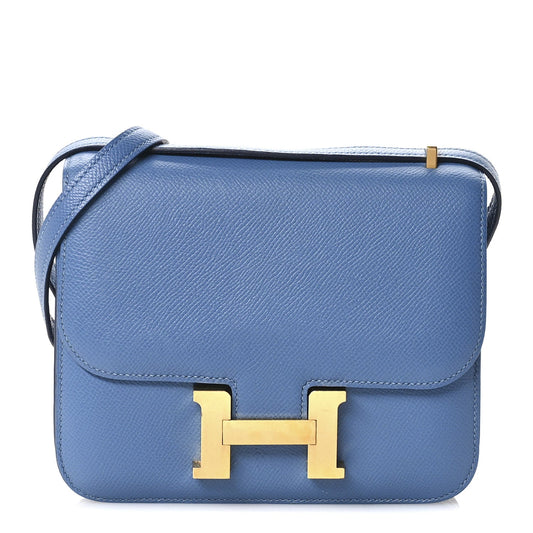 Hermes Epsom Constance Bleu Azur Handbag Travel Bag