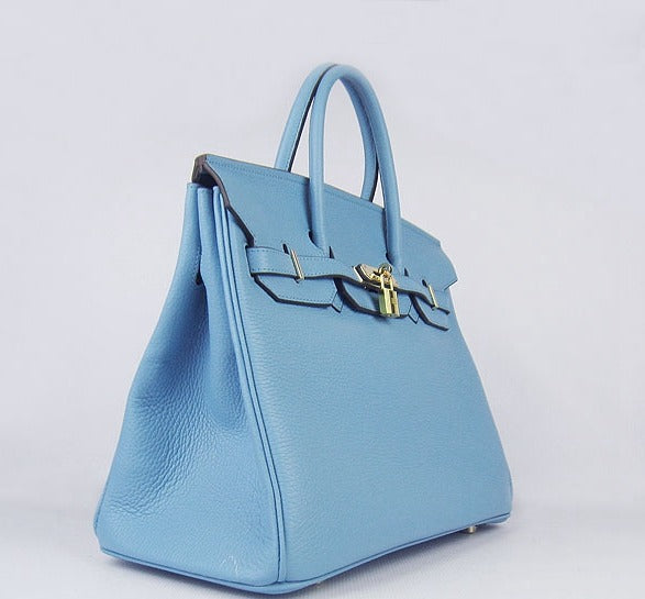 Hermes Luxury Birkin Cm Togo Handbags Light Golden Leather Blue Travel Bag