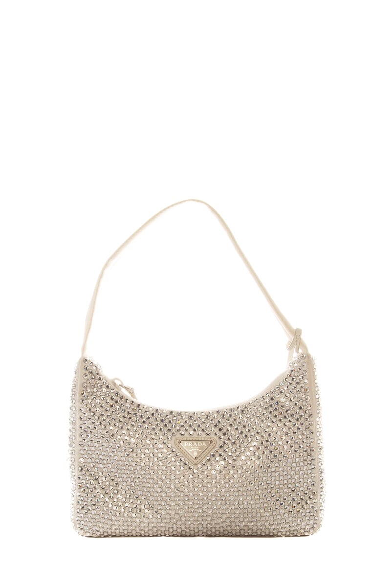Prada Crystal Re Edition Handbag White Mini Travel Bag
