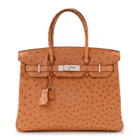 Hermes Ostrich Birkin Sable Handbag Travel Bag