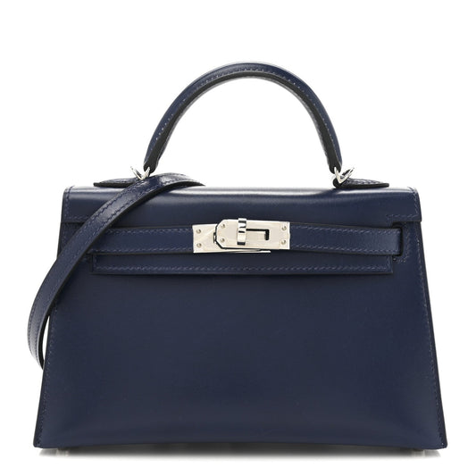 Hermes Box Kelly Sellier Bleu Saphir Handbag Mini Travel Bag