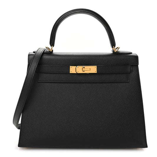 Hermes Epsom Kelly Sellier Handbag Black Travel Bag 28 Black 1730715