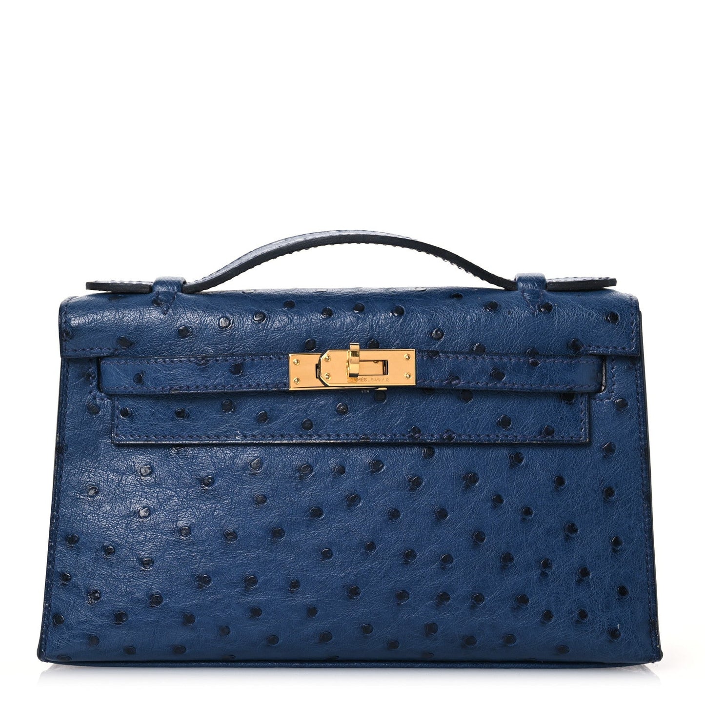 Hermes Ostrich Kelly Pochette Clutch Bleu Roi Clutch Bag