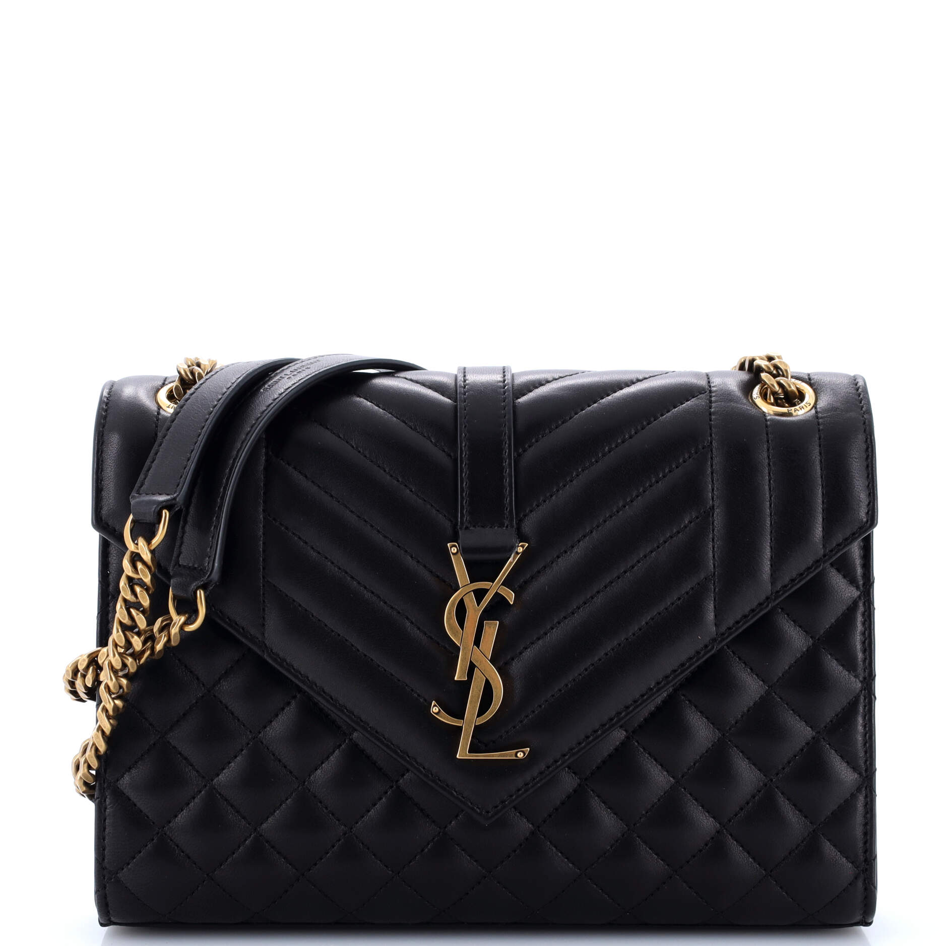 YSL Saint Laurent Luxury Trending Classic Envelope Satchel Mixed Leather Monogram Matelasse Satchel Bag