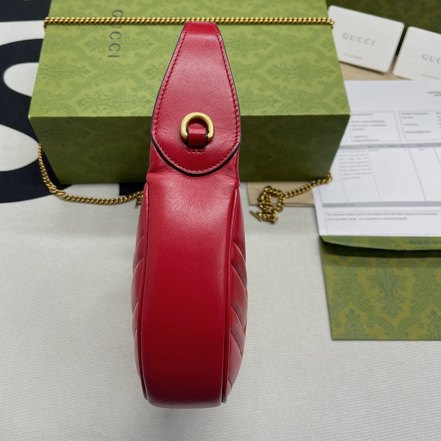 gg Marmont Half Moon Shaped Red Mini Bag