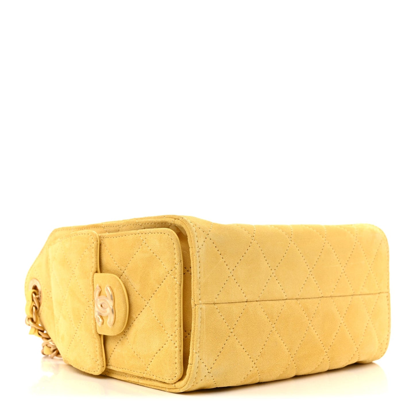 Suede Quilted Mini 25 Handbag Yellow Classic