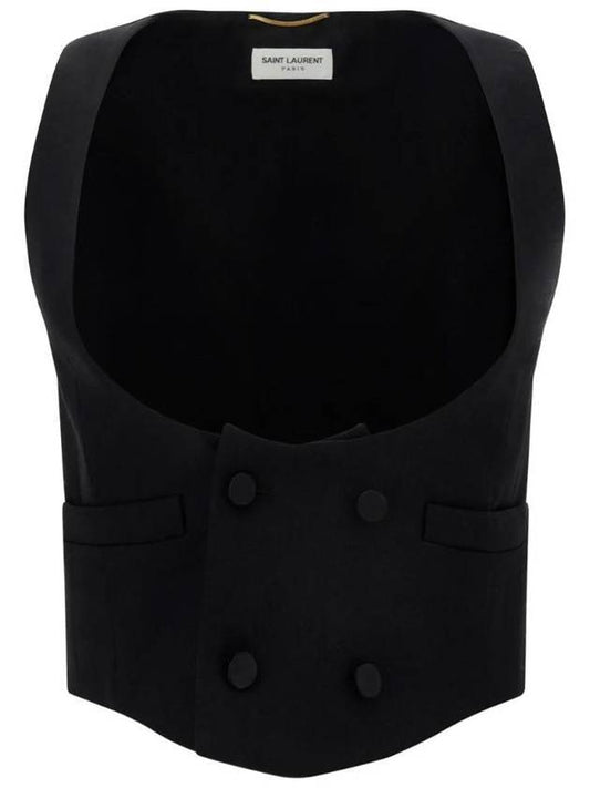 YSL Saint Laurent Saint Laurent Trending Women Wool Tuxedo Vest Black Travel Bag