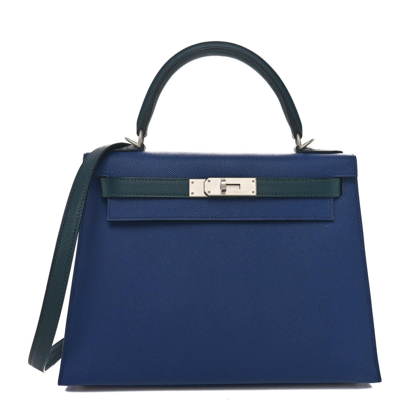 Hermes Epsom Horseshoe Kelly Sellier Bleu Saphir Vert Cypress Shoes