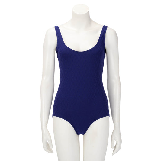 Chanel Dark Blue CC Jacquard One Piece Swimsuit Bodysuit FR 40 Accessory