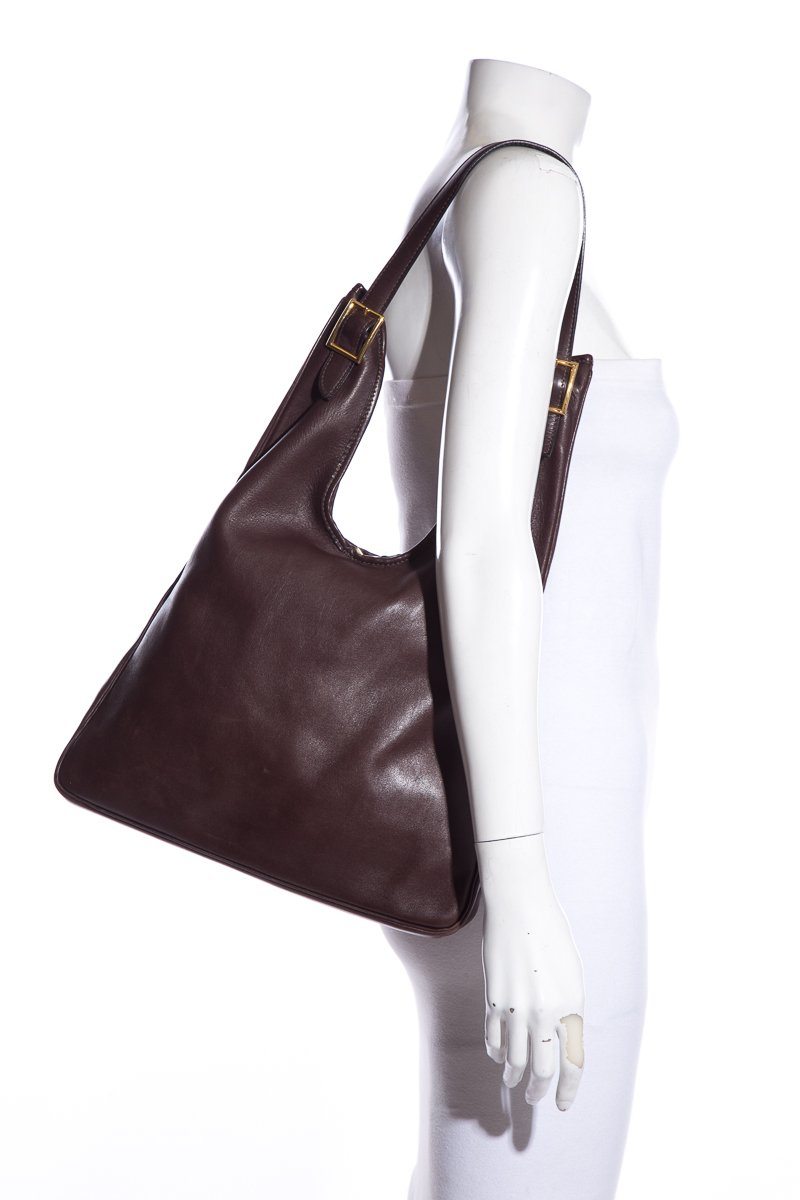 Hermes Luxury Hobo Handbag Leather Brown Travel Bag