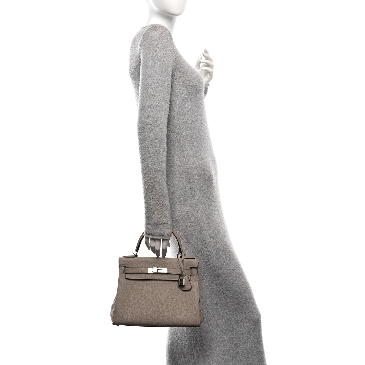 Hermes Togo Kelly Retourne Gris Tourterelle Handbag Travel Bag