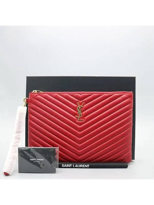YSL Saint Laurent Saint Laurent Trending Color Matrace Gold Logo Quilted Monogram Clutch Bag