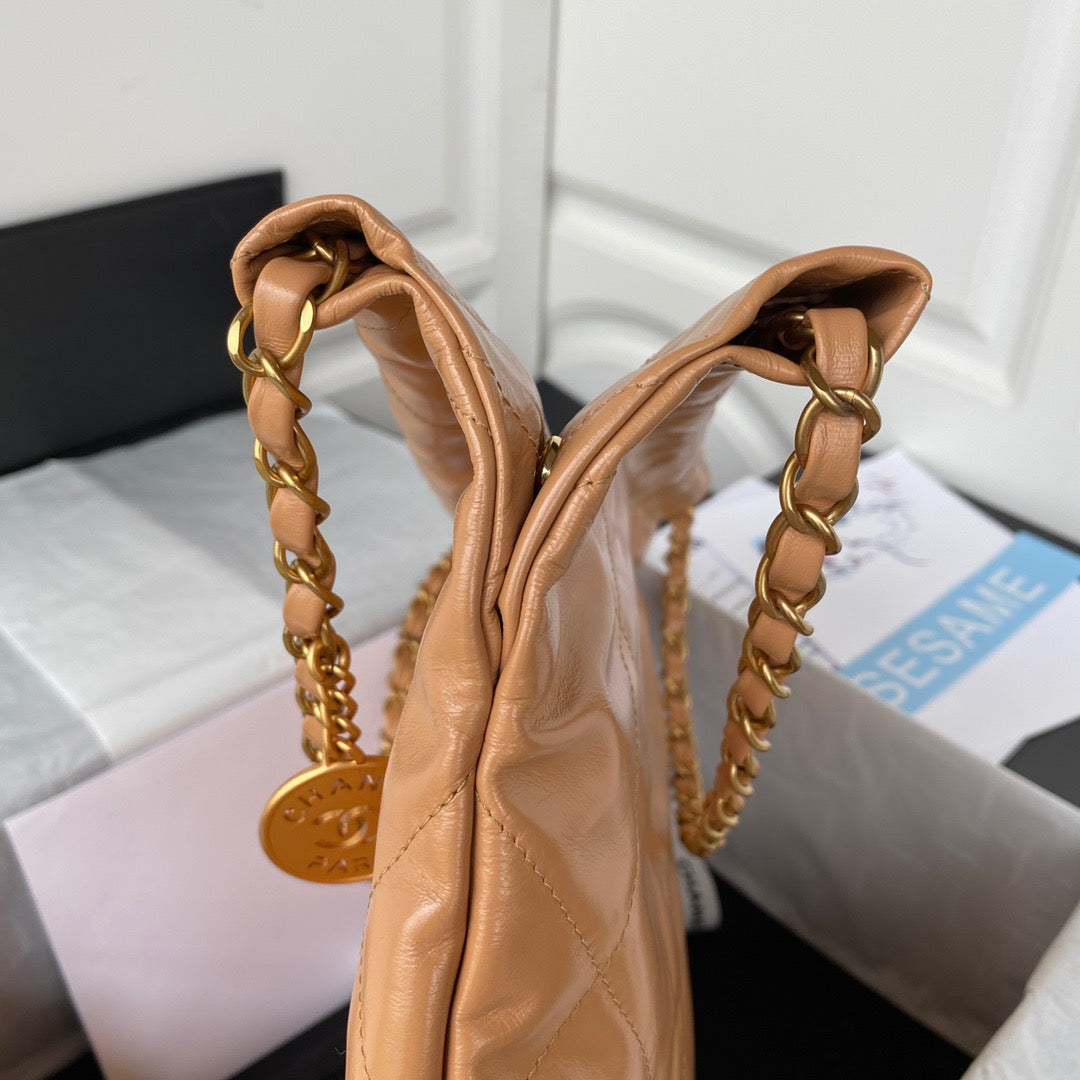 CHL 22 Hardware Shiny Camel Gold Shoulder Bag