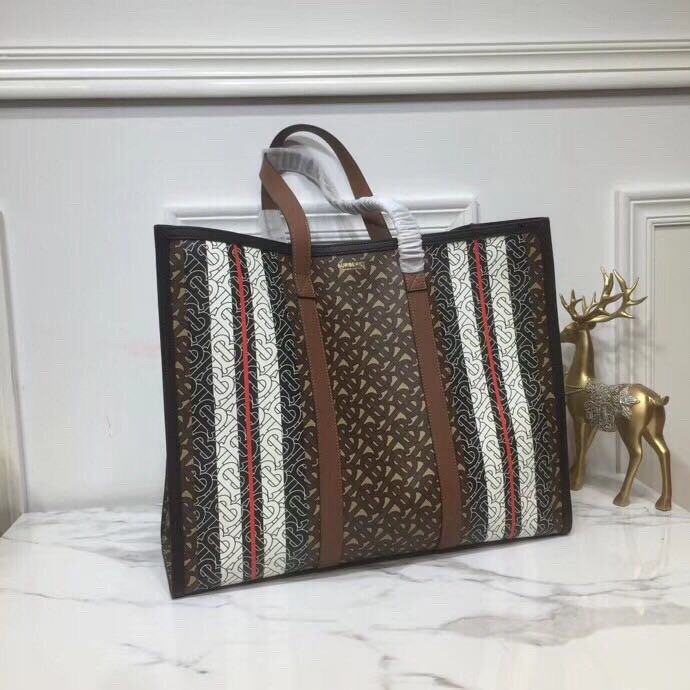 Top Quality Stripe Portrait Tote Bag Bridle Canvas Monogram