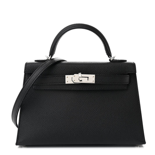 Hermes Epsom Kelly Sellier Handbag Black Mini Travel Bag
