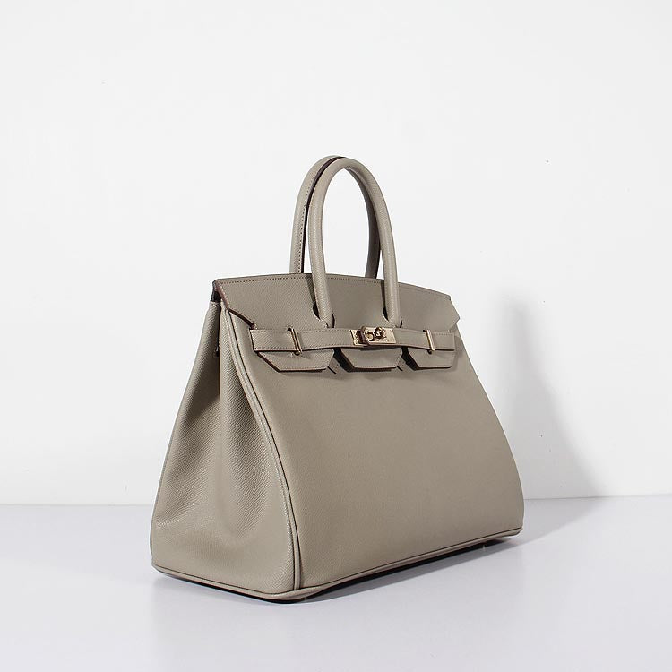 Hermes Luxury Cm Birkin Bag Epsom Grey Leather Gold Travel Bag