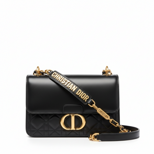 Dior Christian J'A Calfskin Flap Shoulder Bag Leather Black