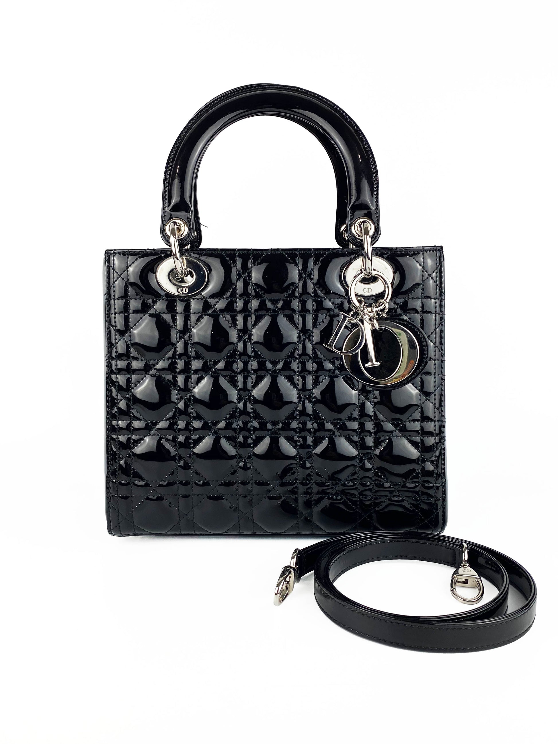 Dior Handbag Christian Lady Bag Black Medium