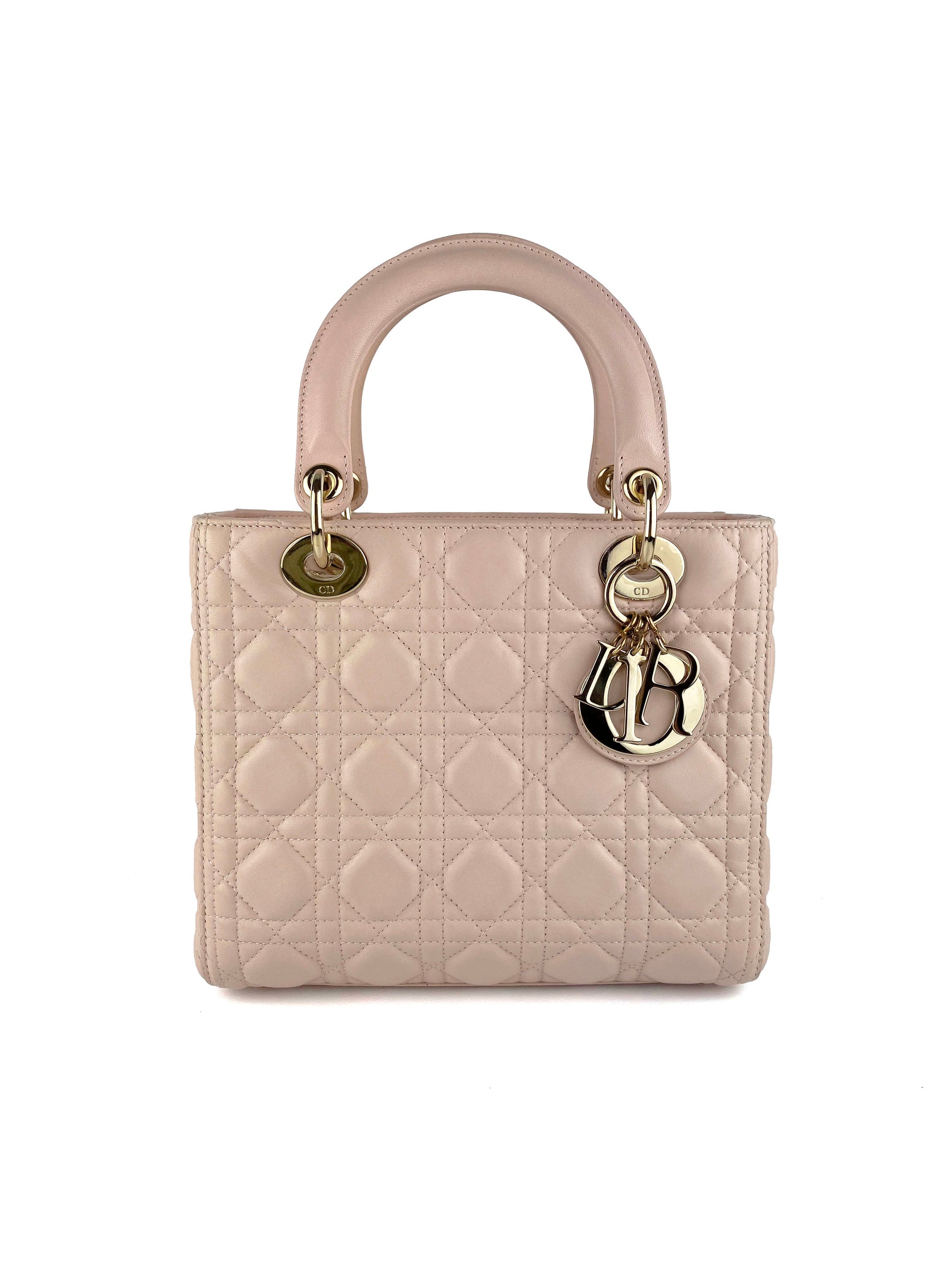 Dior Handbag Lady Bag Pink Medium