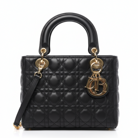 Dior ling Medium Shoulder Bag Leather Black