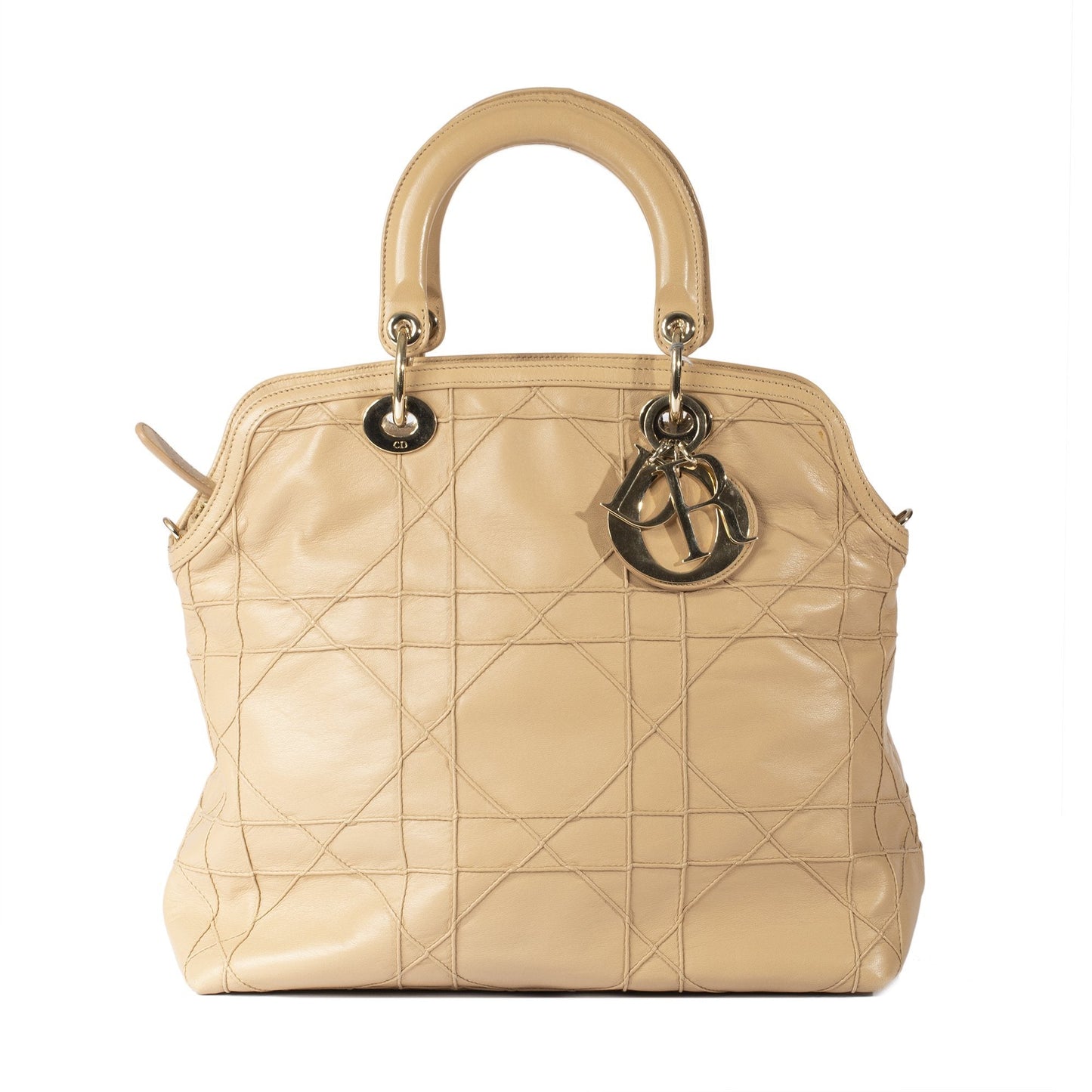 Dior Nude Cannage Lambskin Granville Handbag Leather Travel Bag