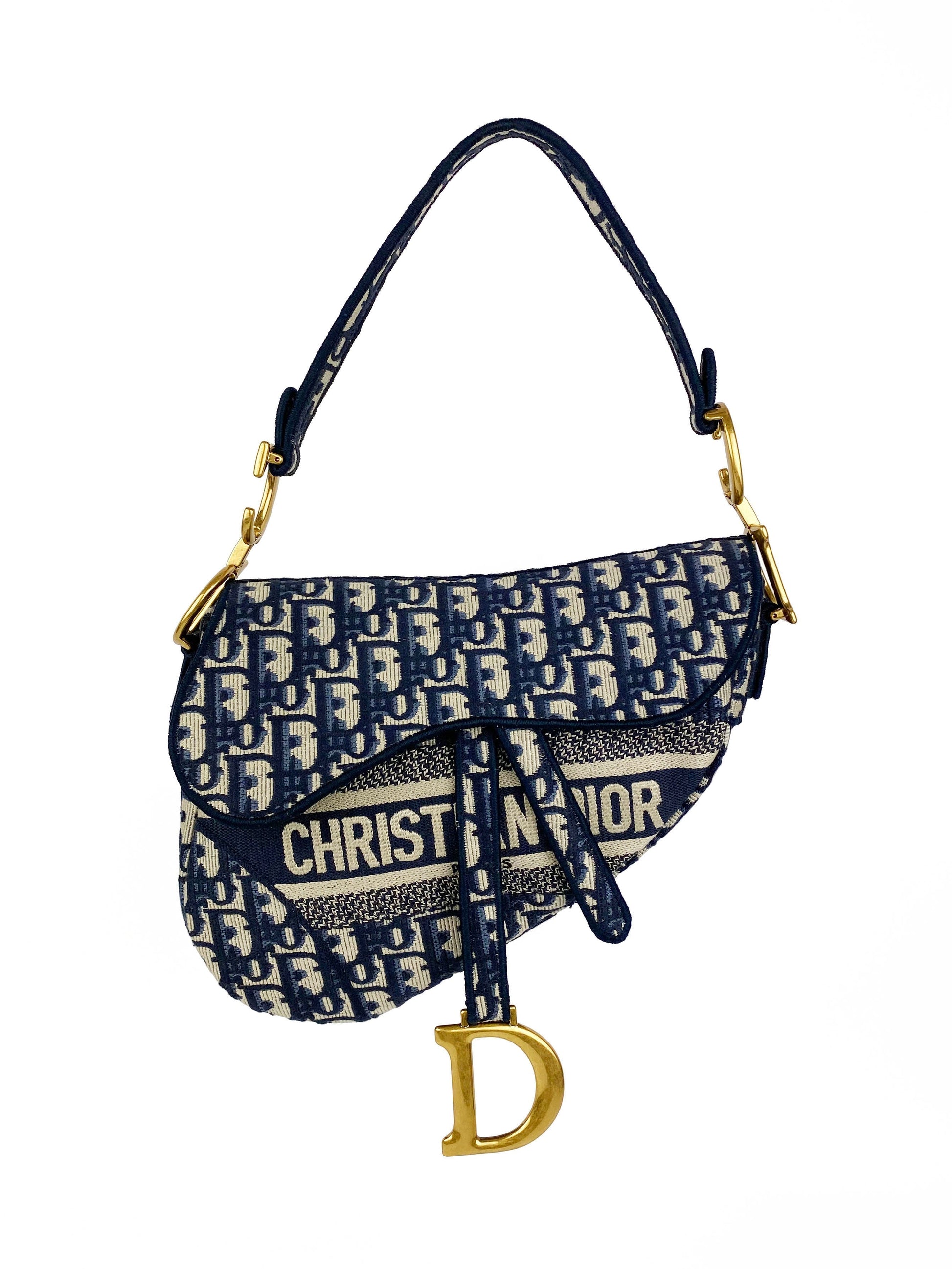 Dior Handbag Christian Oblique Saddle Bag Blue