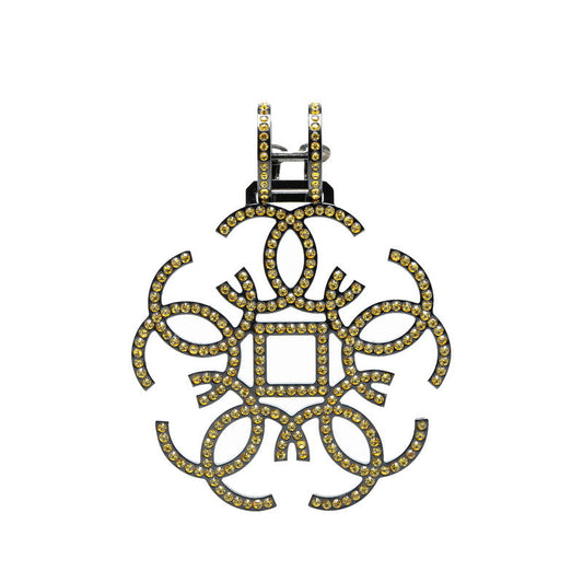 Chanel Metal Coco Mark Rhinestone Single Earring