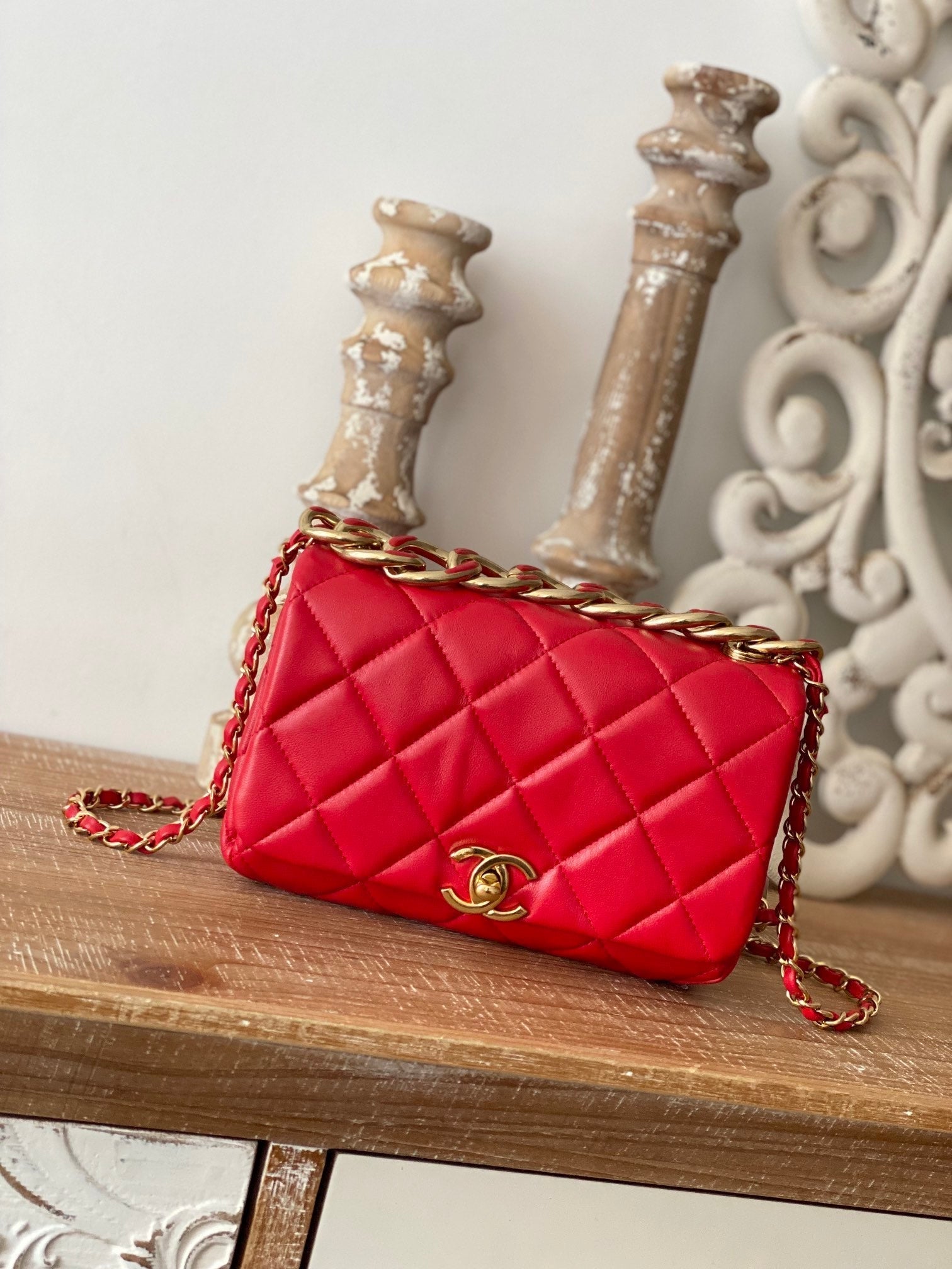 CHL Classic Top Qualityamond Top Red Flap Travel Bag