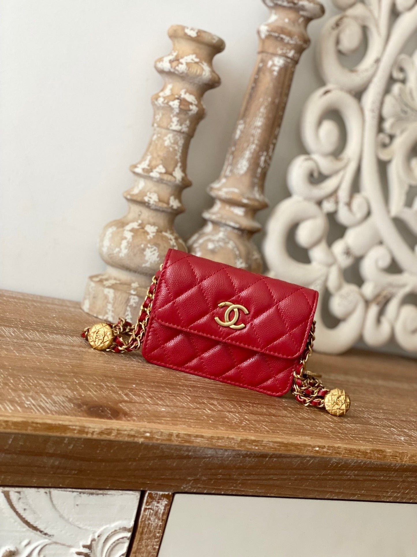 CHL , ’s 4.8in 12.3cm Red Chain Clutch Bag
