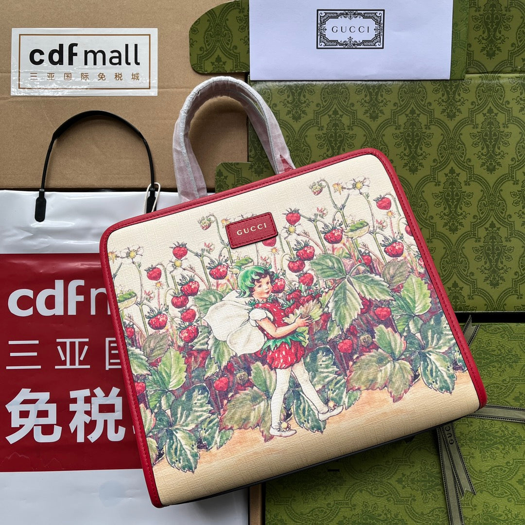 gg Children’s Strawberry Fairy Print Red Tote Bag