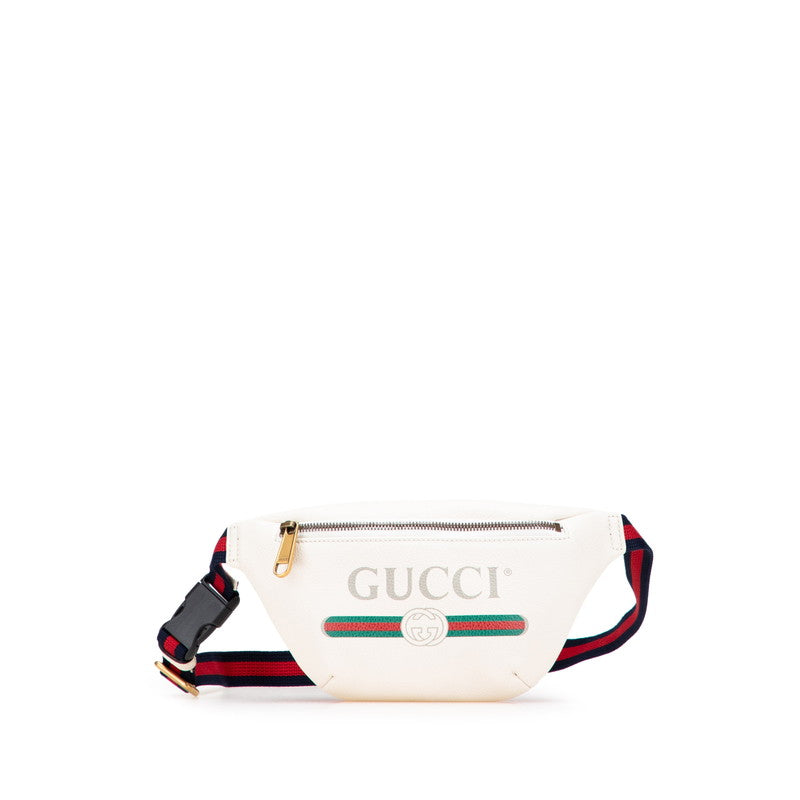 Gucci Print Waist Bag Leather Logo Travel Bag