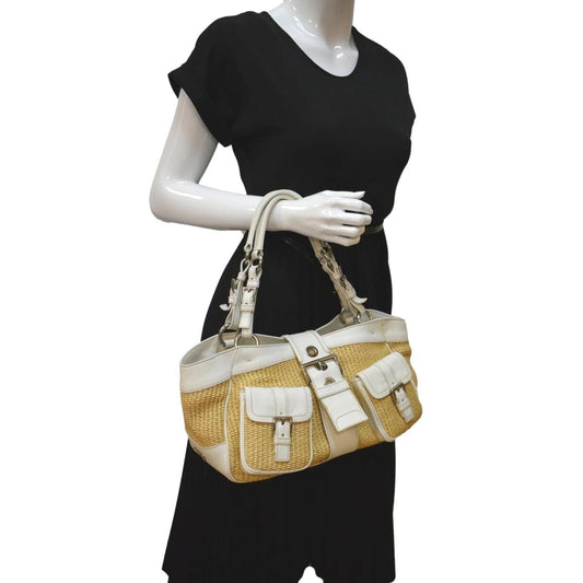 Prada Paglia Daino Naturale Satchel Bag Natural Leather Vitello