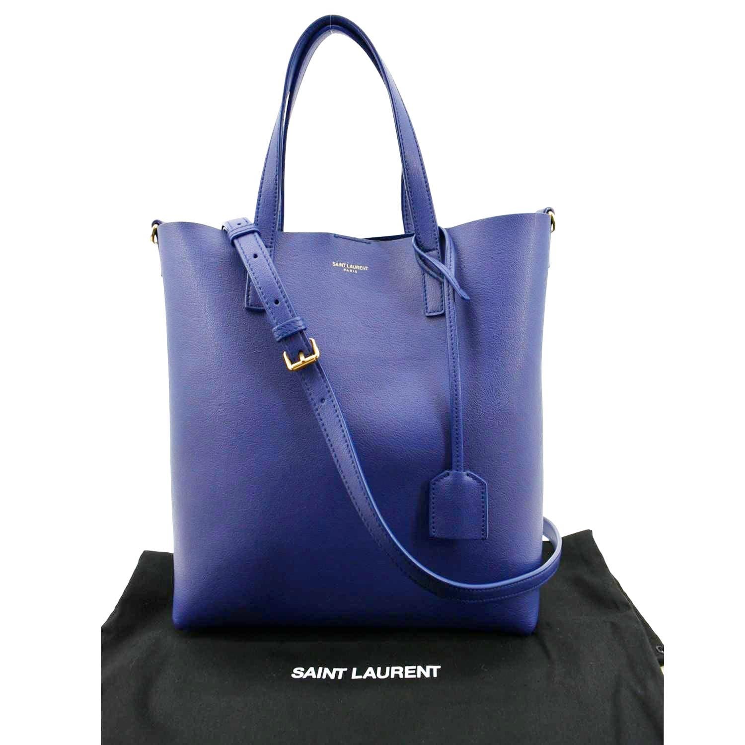 YSL Saint Laurent Yves Supple Shopping Tote Bag Leather Purple Toy Shoulder Bag