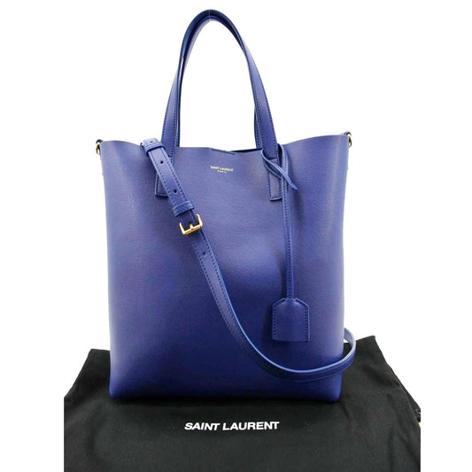YSL Saint Laurent Yves Supple Shopping Tote Bag Leather Purple Toy Shoulder Bag