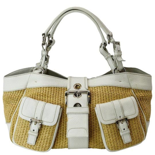 Paglia Vitello Daino Naturale Satchel Bag Natural Leather Travel Bag
