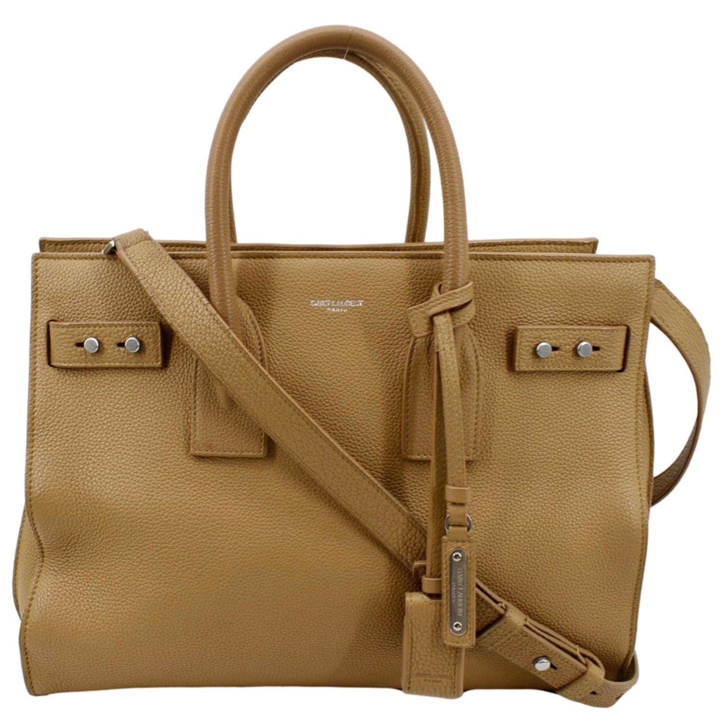 YSL Saint Laurent Yves Women Sac De Jour Shoulder Bag Dark Leather Beige