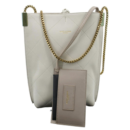 YSL Saint Laurent Saint Suzanne Shoulder Bag Leather White
