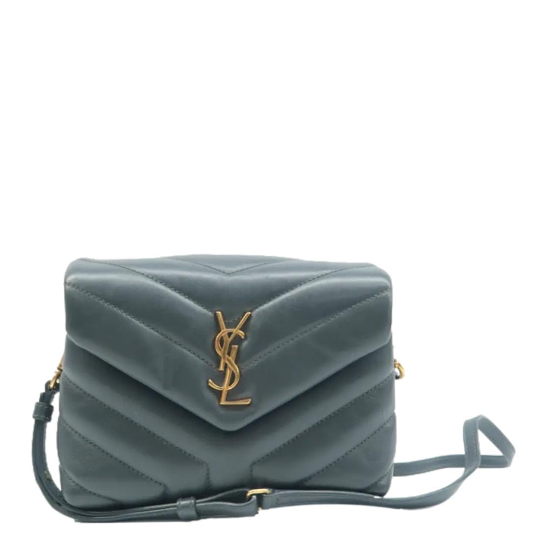 YSL Saint Laurent Yves Loulou Crossbody Bag Grey Leather Gray Toy