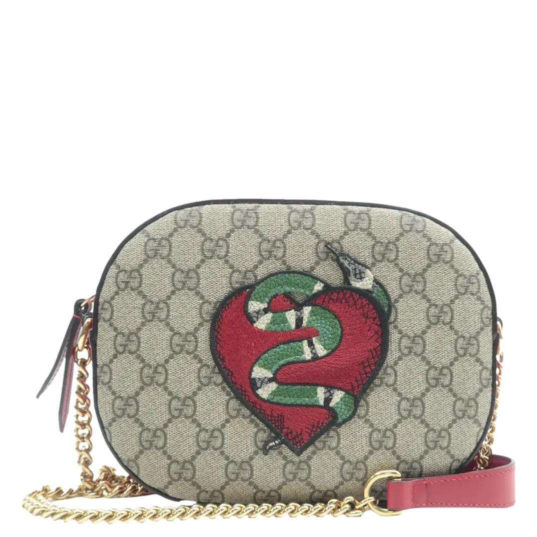 Gucci Kingsnake Heart Supreme Crossbody Bag Red Mini